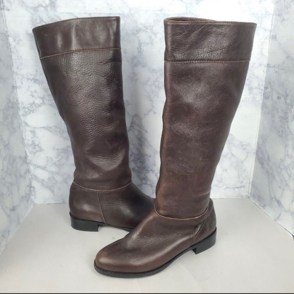 J. Jill Tall Leather Boots Womens 8 M Brown Inside zip Classic Neutral Minimal